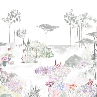 Papel pintado mural panorámico Jardin de France Gris vert 200x330 cm - 4 tiras - lado izquierdo Isidore Leroy