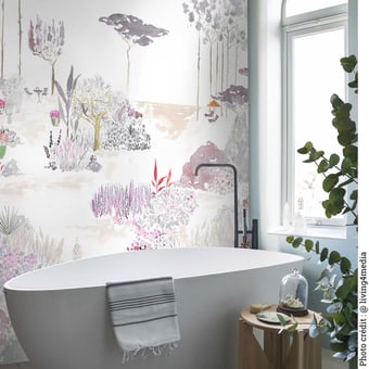 Papel pintado mural panorámico Jardin de France Gris rose 200x330 cm - 4 tiras - lado izquierdo Isidore Leroy