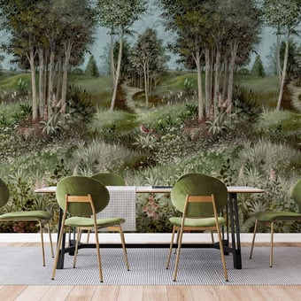 Papel pintado mural panorámico Eden Verde Tres Tintas Barcelona