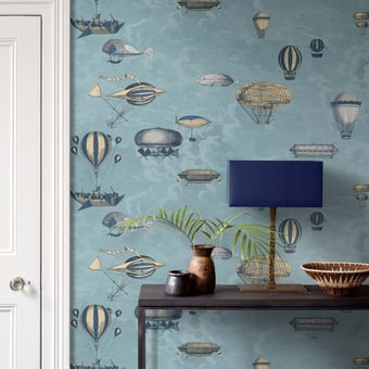 Panoramatapete Macchine Volanti Fornasetti Slate blue Cole and Son