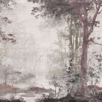 Papel pintado mural panorámico Foresta Umbra Tanin Inkiostro Bianco