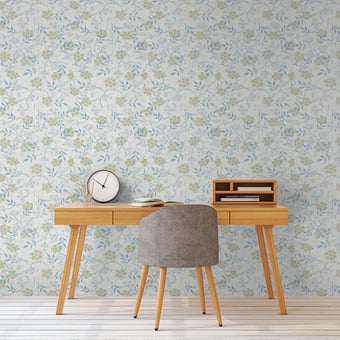 Jasmine Wallpaper Ecru/Woad Morris and Co