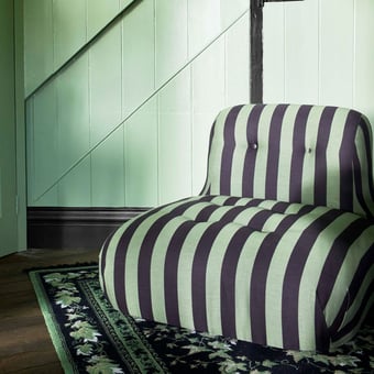 Camelot Stripe Jacquard Fabric Sky and Noir House of Hackney