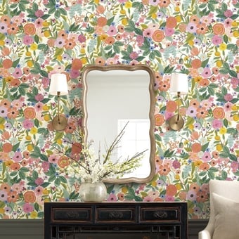 Garden Party adhesive wallpaper Rose Multi Rifle Paper Co.