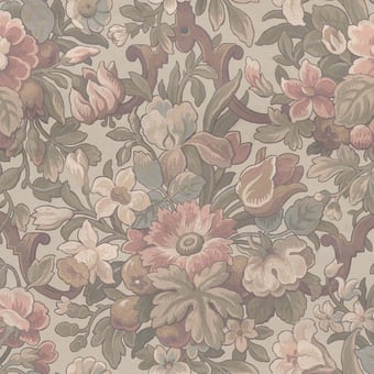 Papel pintado mural panorámico Vintage Flora Ebony Rebel Walls