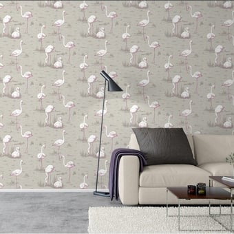 Papel pintado Flamingos 1 Grège Cole and Son