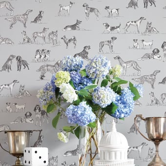 Best Friend Wallpaper Black/White Thibaut