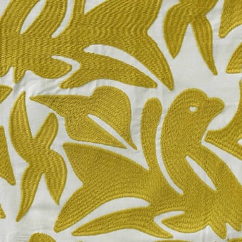 Frida Embroidered Embroidered Fabric Jaune Nobilis