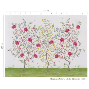 Papel pintado mural panorámico Morning Glory White 372x280cm Pip Studio
